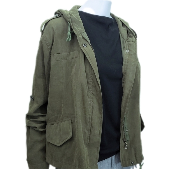 BRANDY MELVILLE Utility Jacket Military Style Olive Green Size M - Picture 10 of 10